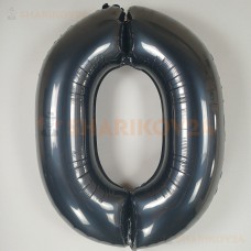 Шар (40''/102 см) Цифра, 0, Черный